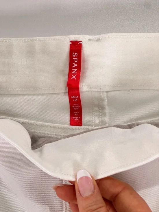 Spanx White Stretch Twill Cropped Wide Leg Pants Medium Petite - Picture 6 of 14